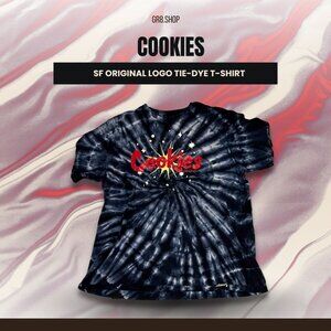 Cookies SF Original Tie-Dye T-Shirt With Logo Design Black & White Swirl 100% Co